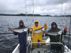 3 people fishing for 2 big fish in Garfield