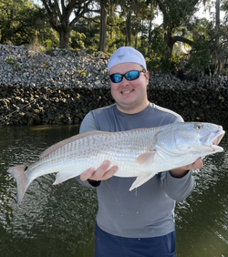 A Redfish measuring 25 inches caught while fishing in Bluffton