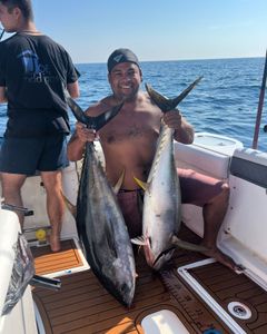 Two blackfin tuna fish caught while fishing in NJ