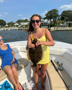 A summer flounder fish measuring 36 inches caught by two people in Point Pleasant