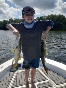 Two small fish caught while fishing in Florida