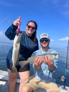 Two spotted weakfish caught while fishing in Florida