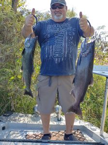 Two giant Chinook Salmon caught while fishing in CA