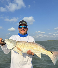 A lone redfish measuring 30 inches, caught while fishing in TX.