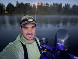 Perfect evening setup for trolling with multiple tackle options. Partly cloudy conditions made for great fishing.