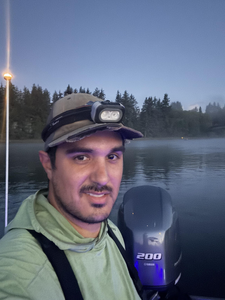 Evening trolling session on calm waters - headlamp ready for the best adventure ahead!