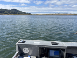 Perfect conditions for trolling with multiple tackle setups ready to go.