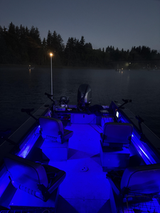 Night trolling adventure in Corvallis - exciting fishing under partly cloudy skies!