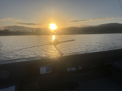 Perfect evening for trolling with heavy and light tackle. Partly cloudy skies made for great drift fishing conditions.