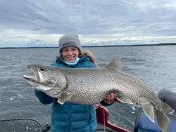 A lone lake trout, 38 inches, caught in MB