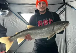 Photograph of a lake trout caught in MB