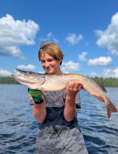 A massive Northern Pike caught while fishing in Saranac Lake