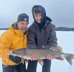 Massive Northern Pike caught while fishing in Saranac Lake