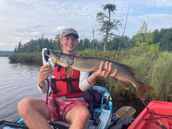 A photograph of a huge Northern Pike caught while fishing in NY