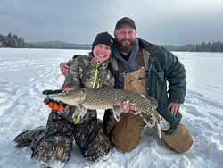 Trophy northern pike from Adirondack mountains ice fishing adventure!