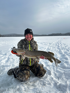 Beautiful Adirondack Northern Pike caught through the ice!