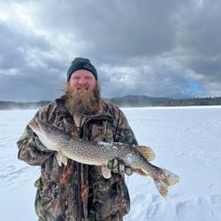 A northern pike fish caught in Saranac Lake