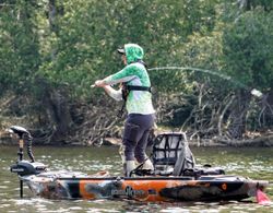 Scenic view of Saranac Lake with fishing gear