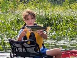 Caught a huge largemouth bass while fishing in NY