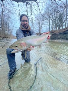 Angler with catch in Pittsburgh