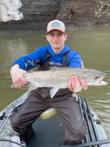 Proud angler holds a beautiful rainbow trout from PA