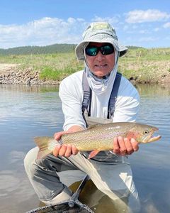 A fisherman holding a rainbow trout in PA