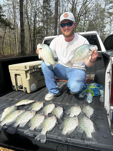 Angler holding 5 crappie fish caught in MS