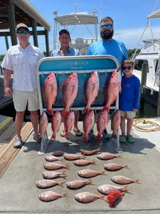 Colorful red snapper haul!