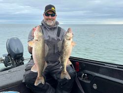Two big walleye fish caught while fishing in MI