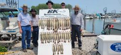 Six people enjoying a lakeside fishing trip at Lakeside Marblehead