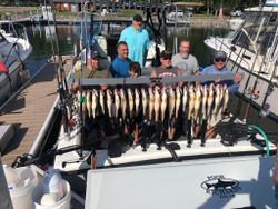 Seven anglers enjoying a day of fishing in Erie
