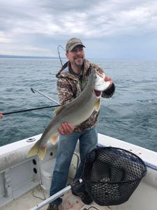 Angler with big fish caught in Erie