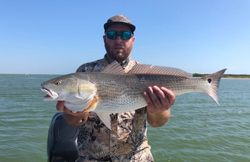 Solid redfish on a calm Texas bay day.