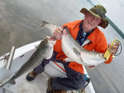 Two small fish caught during a cruise and fishing trip in NY