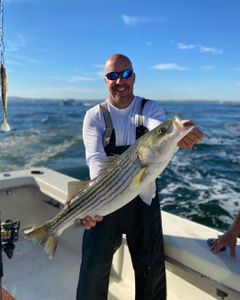 Striped bass caught while fishing in the Highlands