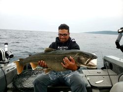 Photograph of a Coho Salmon, a 34-inch fish caught while cruising and fishing in MN.