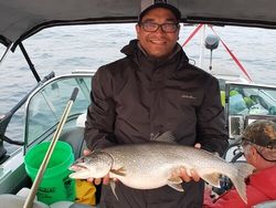 A 22-inch Lake Trout caught while cruising and fishing in MN