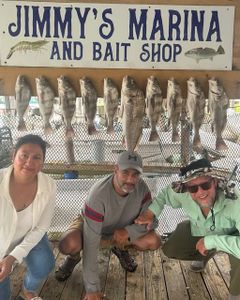 Fresh caught fish displayed at Jimmy's Marina and Bait Shop in Port Isabel TX with successful fishing party