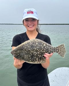 Southern flounder catch displayed on boat in Port Isabel TX waters