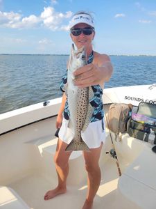 Spotted Weakfish, 21 inches, caught in Wanchese, North Carolina