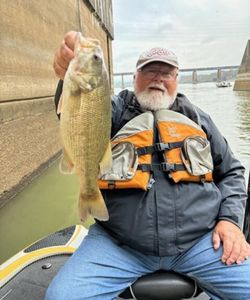 A single fisherman with a catch in Cleveland