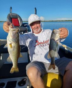 Two largemouth bass caught while fishing in Cleveland