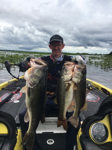 Two largemouth bass caught while fishing in Cleveland