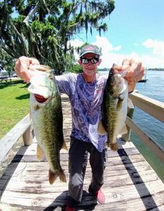 Two largemouth bass caught while fishing in Cleveland