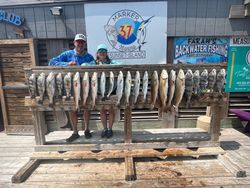 Anglers with black drum, redfish, and spotted weakfish catch in Texas