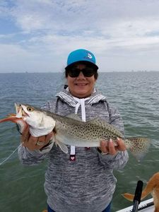 Spotted Weakfish, a 22-inch fish, caught while fishing in Port Isabel