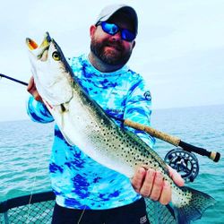 A spotted weakfish measuring 18 inches caught while fishing in Port Isabel.