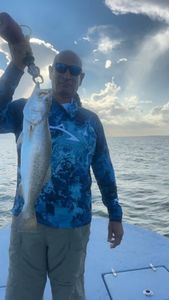 Speckled trout catch held up on fishing boat in Matagorda TX waters