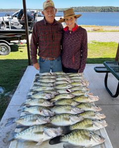 8 white crappie fish caught, fishing in OK
