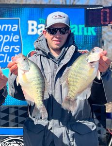 Two white crappie fish caught while fishing in OK